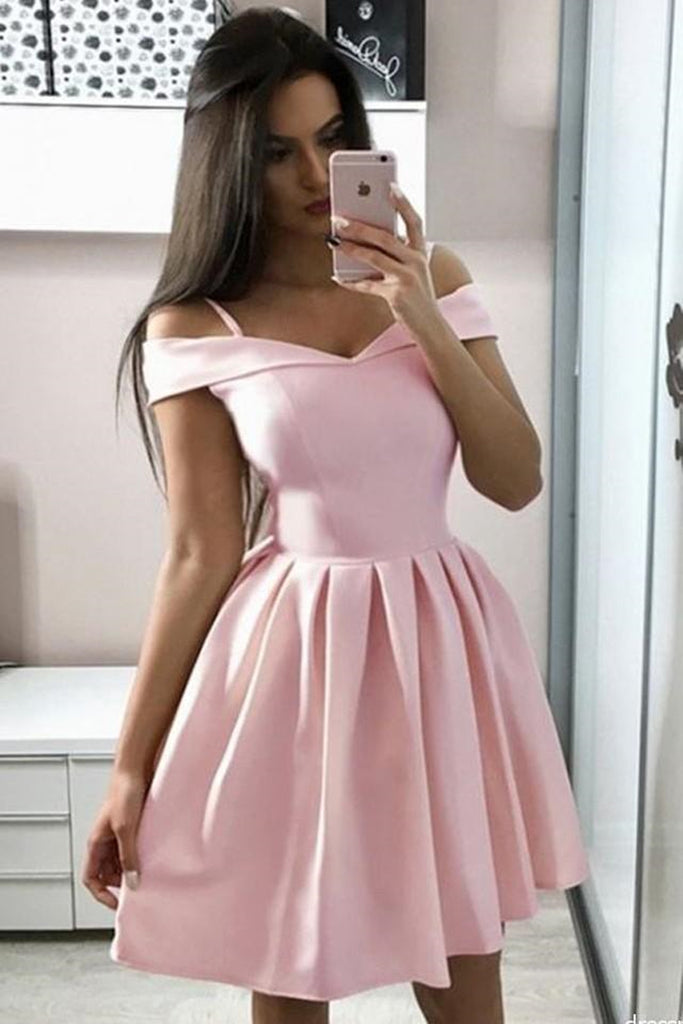 Cute Off the Shoulder Pink Short Prom ...